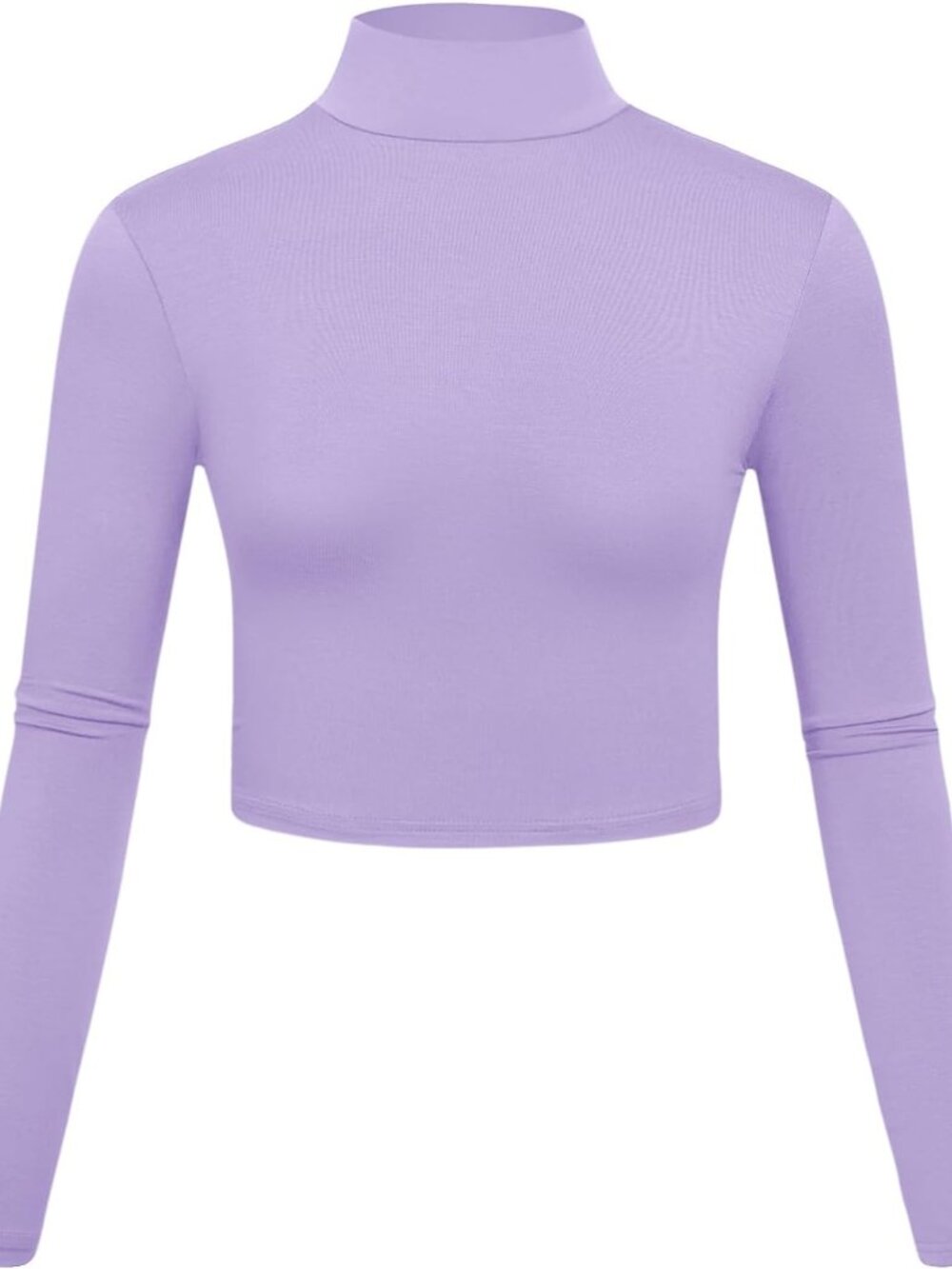 Lightweight Mock Turtleneck Crop Tops Long Sleeve Casual Base Layer for Women